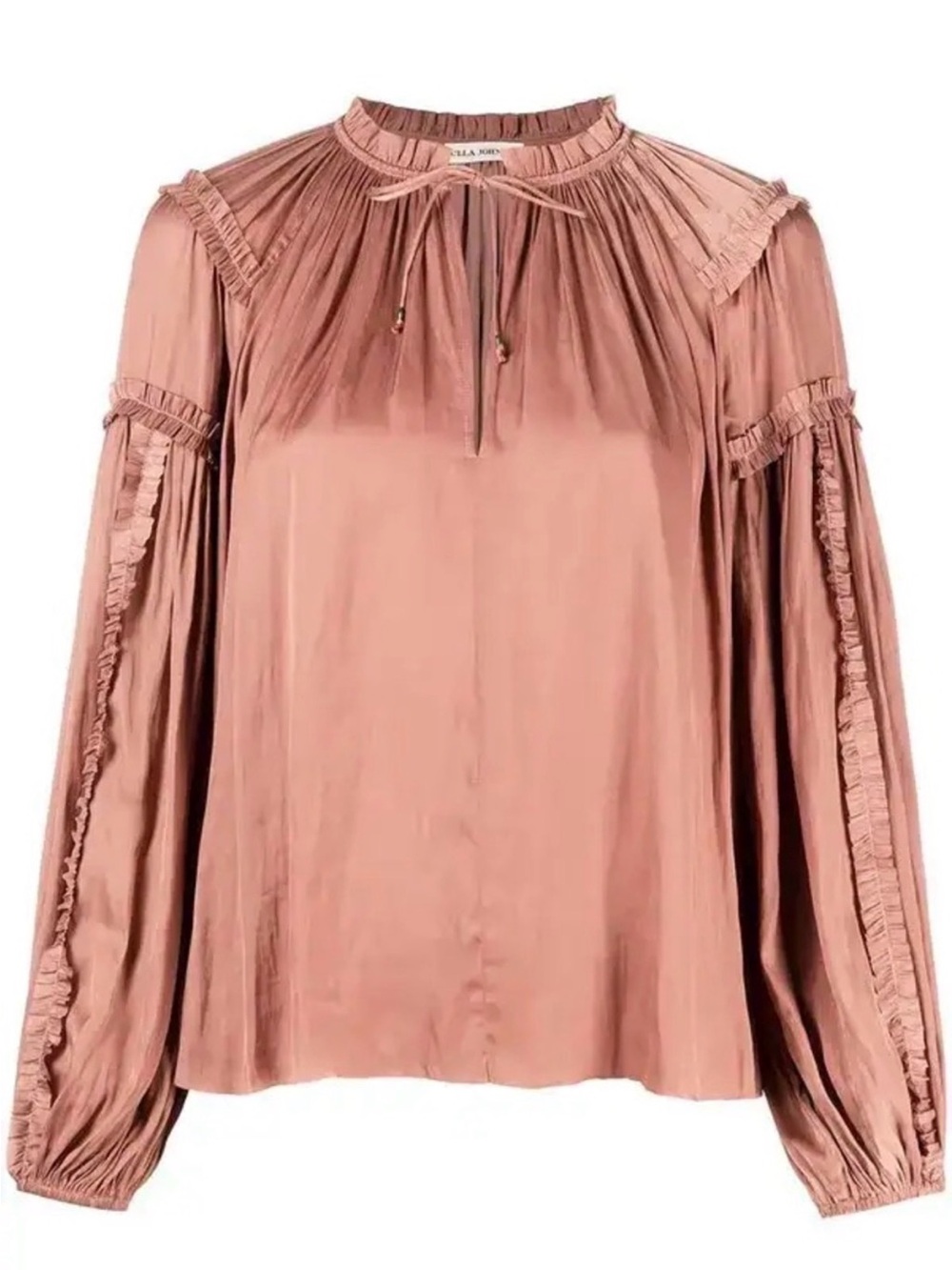 Ulla Johnson Women's Rose Pink Blouse V-Neck Silk Peasant Top